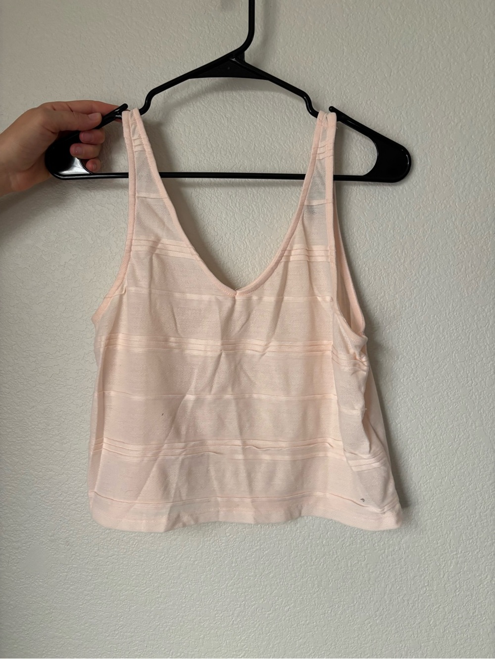 Topshop Pale Pink V-Neck Striped Tank Camisole